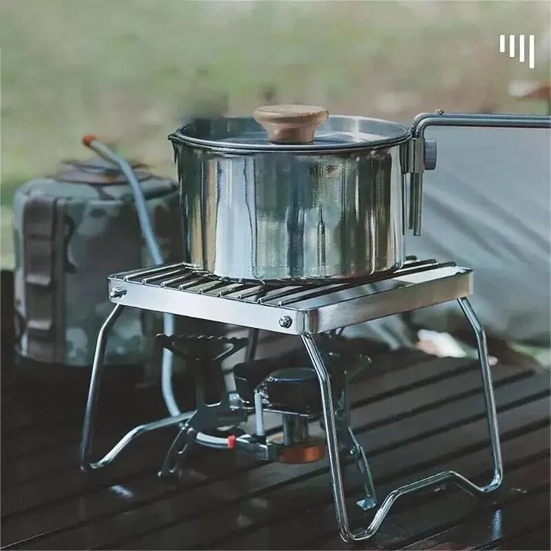 Barbecue Rack Set Outdoor Stainless Steel Stove Holder Camping Portable Folding Mini