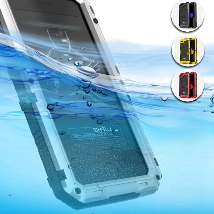 

For iPhone 15 14 13 12 11 Pro XS Max XR 8 7 6 Plus IP68 Underwater Waterproof Diving Case Aluminum Metal Shockproof Rugged Cover