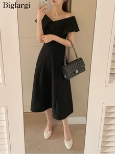 Summer Irregular V-Neck Midi Dress Women Ruffle Pleated Fashion Backless Ladies Dresses Slim Waist Elegant Korean Woman Dress