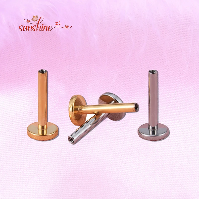 10Pcs G23 티타늄 스터드 귀걸이 립 Labret 피어싱 포스트 14G 16G 내부 스레드 Daith Tragus 딤플 링 헬릭스 액세서리