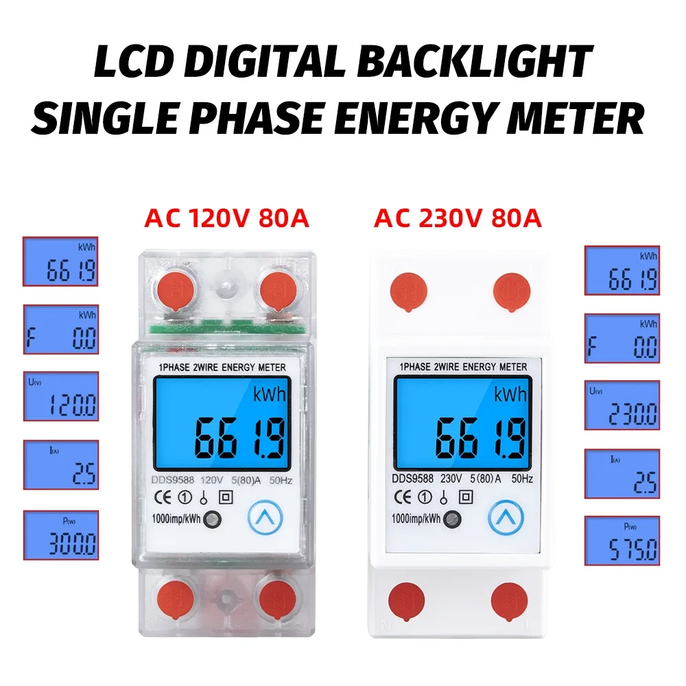AC-80A-230V-New-Din-Rail-Single-Phase-Digital-kWh-Meter-Energy-Power ...