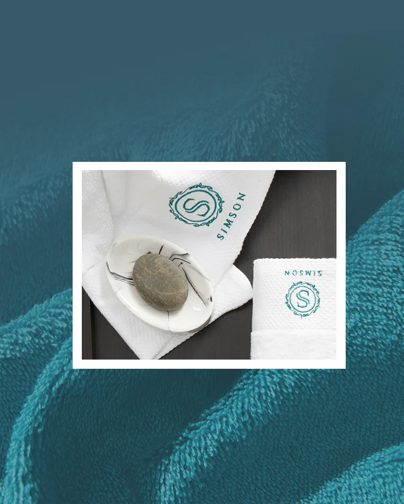 Benutzerdefinierte Stickerei LOGO Hotel SPA Nagelstudio Friseursalon Langlebig Schwarz Blau weiß Gesichtstuch großes Gesichtstuch großes Badetuch – Detail 8