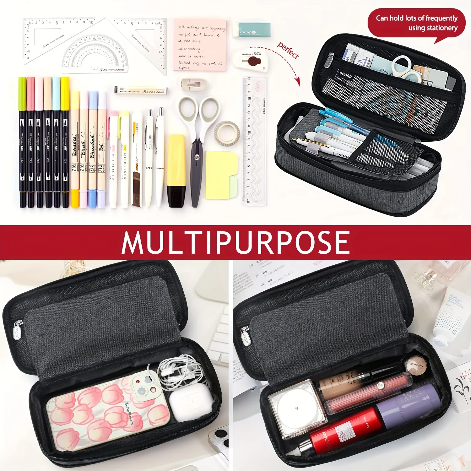 Spacious Multi-Functional Pencil Case – Ideal for School & Office, Perfect Gift
