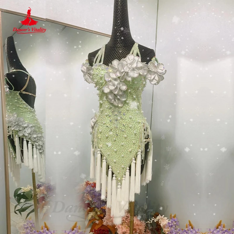 

Платье для латиноамериканских танцев, женский тренировочный костюм для латиноамериканских танцев, детская и взрослая Румба, юбка, платье для латиноамериканских танцев на заказ