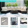 5-Piece Half Moon Outdoor Sectional Sofa Set,Cushions and Half-Moon Tempered Glass Table, Patio All-Weather PE Wicker Furniture 2