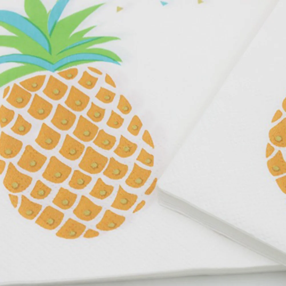 20 Sheets 33x33cm Pineapple Printing Napkin Disposable Paper Napkins Party Supplies for Party Banquet Daily Use