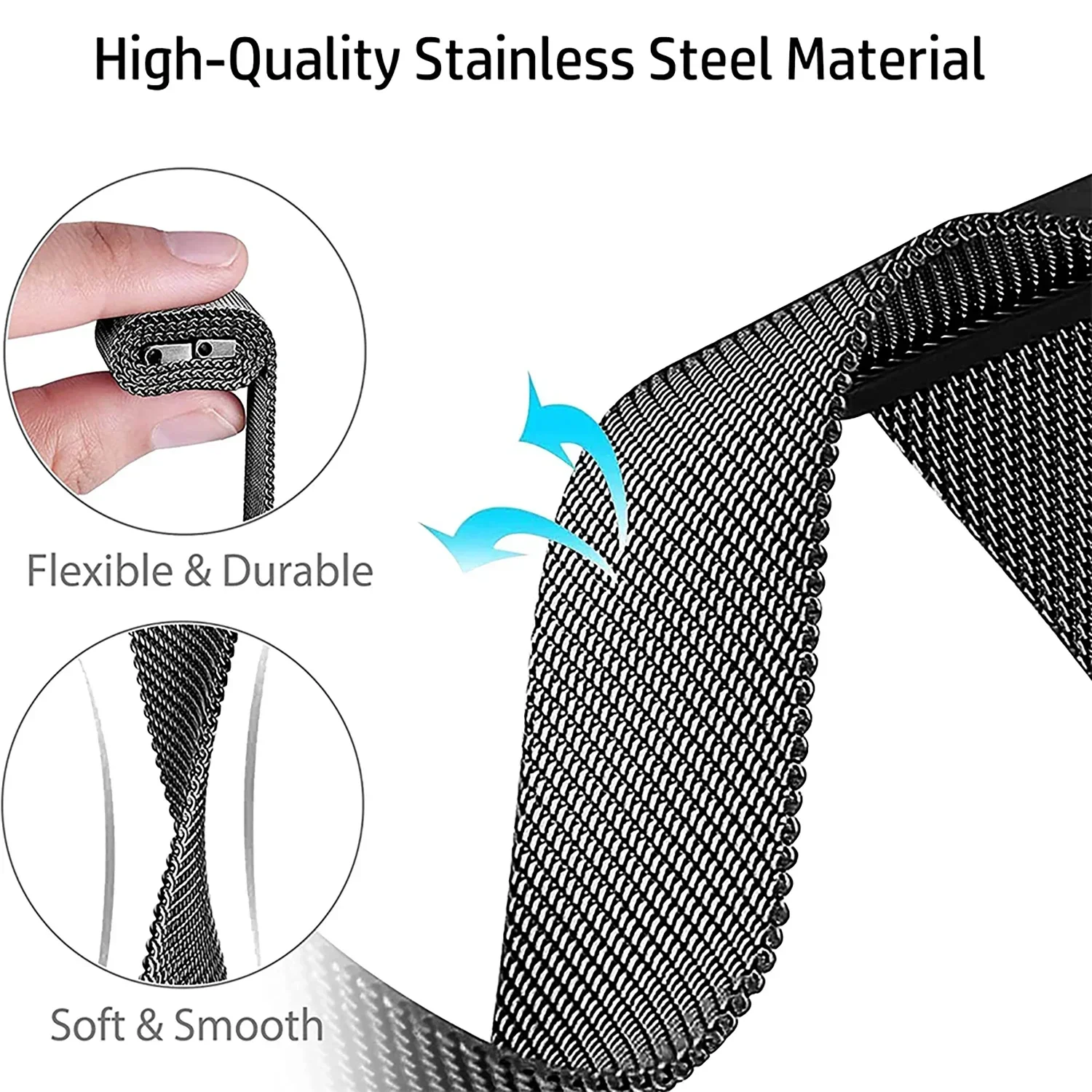Magnetic Milanese Loop Strap - Elegant Silver Mesh Wristband Bracelet