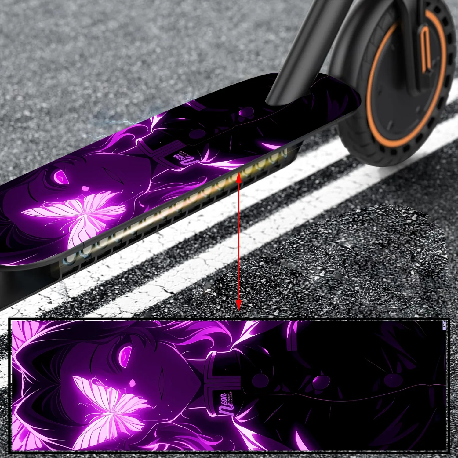 Purple Butterfly Girl Scooter & Skateboard DIY Non-Slip Sticker