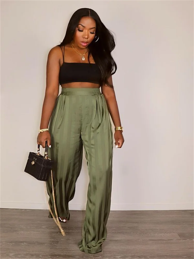 2023 Summer Outfits Clothes Streetwear Loose Pants For Women Trousers High  Waist Fashion Soild Green Black Baggy Pants Trousers