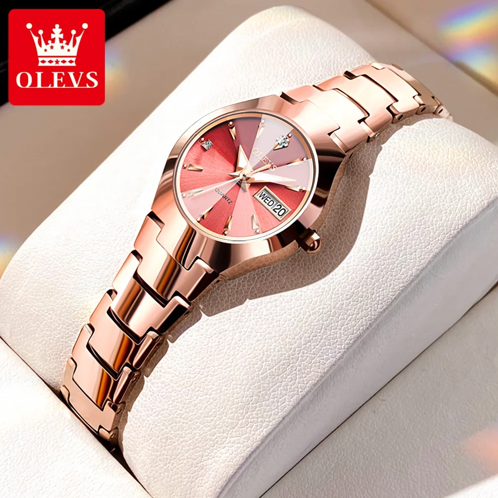 OLEVS 8697 Business Women's Watches Luxury Waterproof Luminous Original Quartz Hand Clock Week Calendar Dress Watch For Women