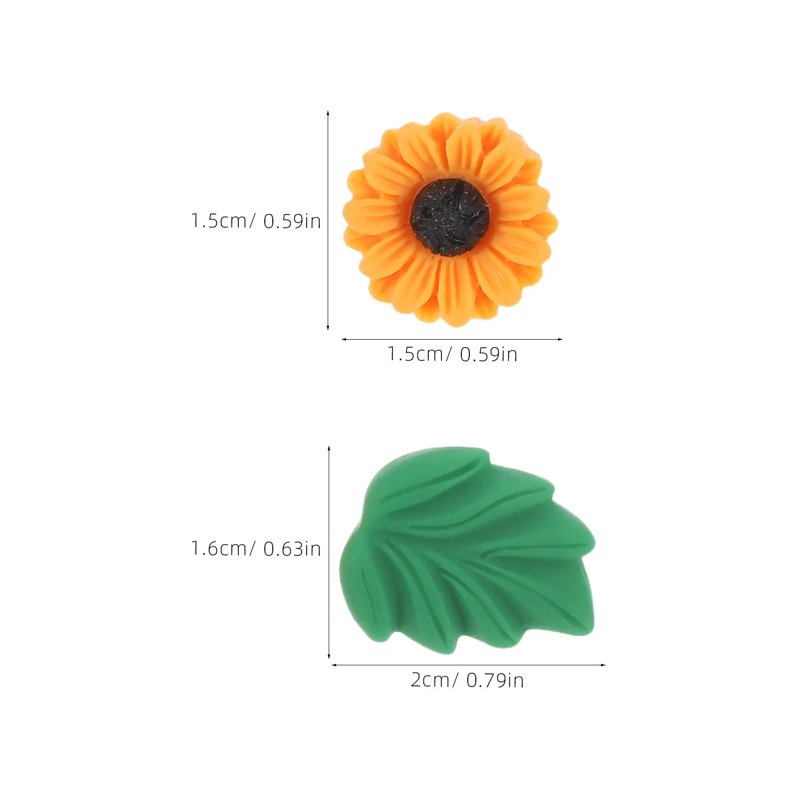 40Pcs 꽃 해바라기 녹색 잎 압정 레진 금속 장 푸시핀 게시판 코르크 보드 사무실 가정용