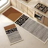 Kitchen Floor Mat PVC Waterproof Anti-slip Long Carpet Leather Oil-proof Foot Mats Japanese Style Home Decoration Brown Rugs 4