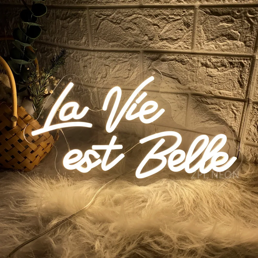 La Vie Est Belle Neon Light Sign Life Is Beautiful Custom Neon Led Sign Room Decor Wall Restaurant Cafe Bar Birthday Decor Party