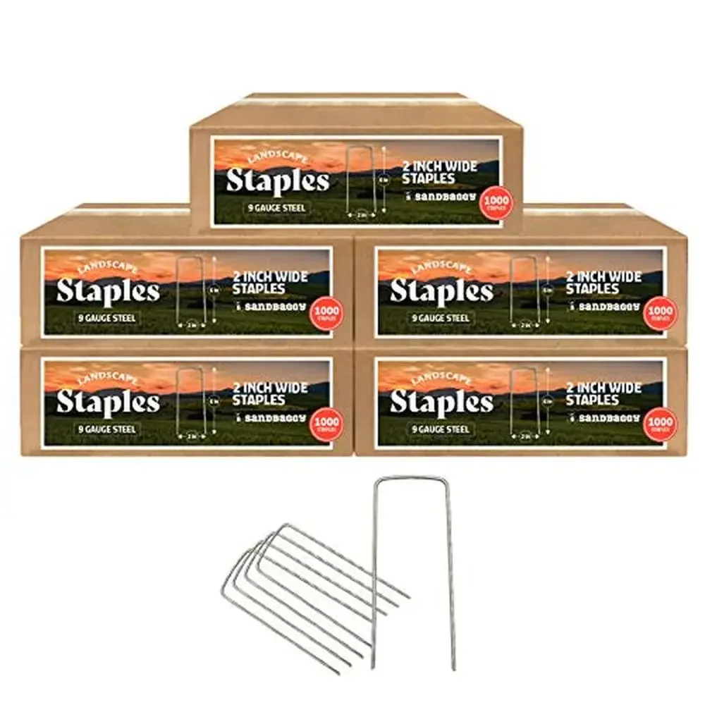 Extra Wide 2" Landscape Staples Heavy Duty Ground Cover Fabric Pins Pack of 5000 Easy Installation Pack