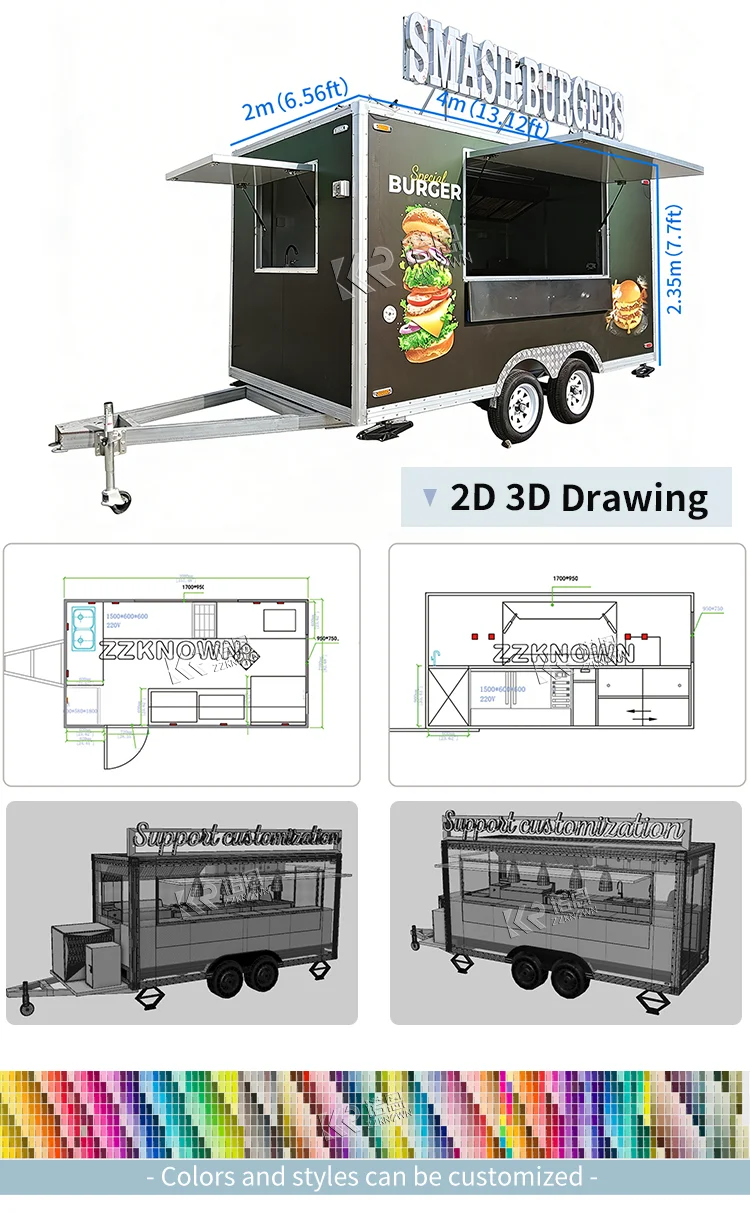 Maßgefertigter Food-Truck-Anhänger mit Edelstahlgrill kaufen