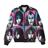 New Fashion Women/Men's  3D Print  KISS Rock Band   Zipper Bomber Jackets Men Overcoat Mens Coat Zip Up Jackets  K03 2