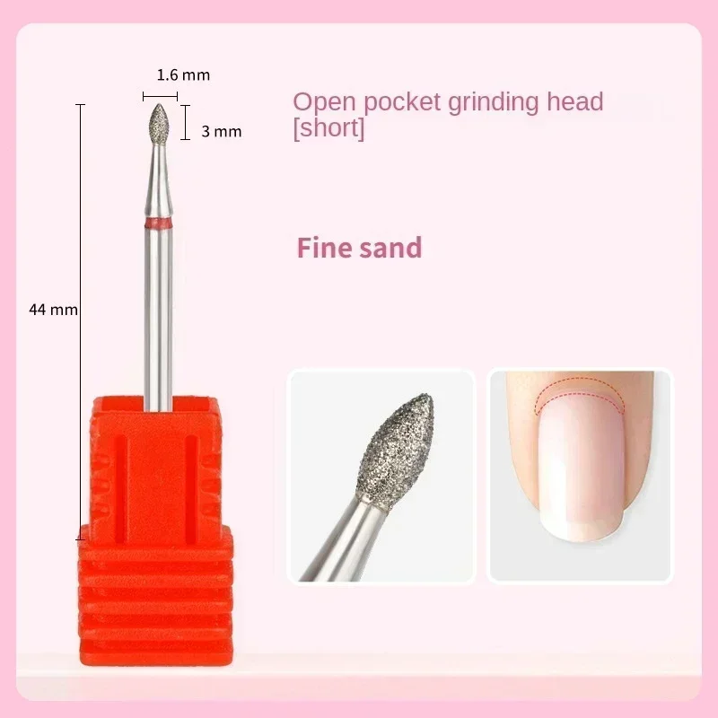 Fine Diamond Nail Drill Bits Flame Shape Russian Mills Cuticle Clean Burr Electric Manicure Drills Nails Accessories 5