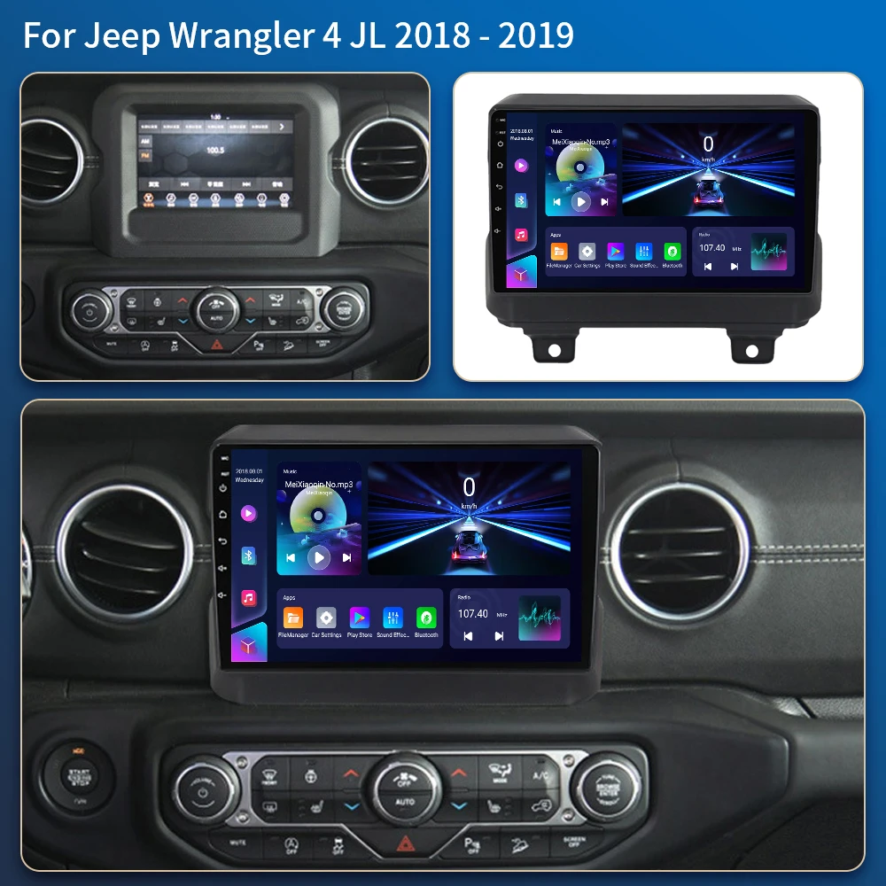 Radio de coche Android 16 para Jeep Wrangler 4 JL 2018 - 2019 4G WIFI Qualcomm DVD QLED unidad principal de navegación GPS reproductor Viedo BT 2