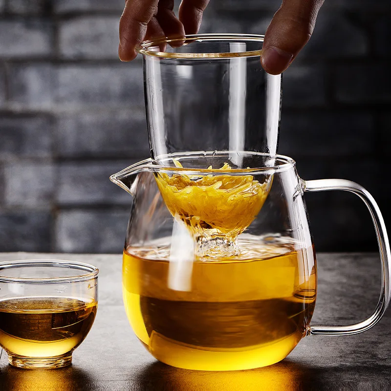 Heat Resistant Glass Tea Pot and Cup Set, Gaiwan Infuser Teapot for Infusion Oolong Tea Brewing Kettle, to Boil Water Pots