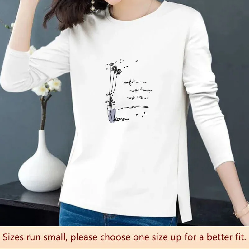 ZVX Men's Heavyweight Cotton Long Sleeve T-Shirt - Printed Autumn Spring Basic Layer