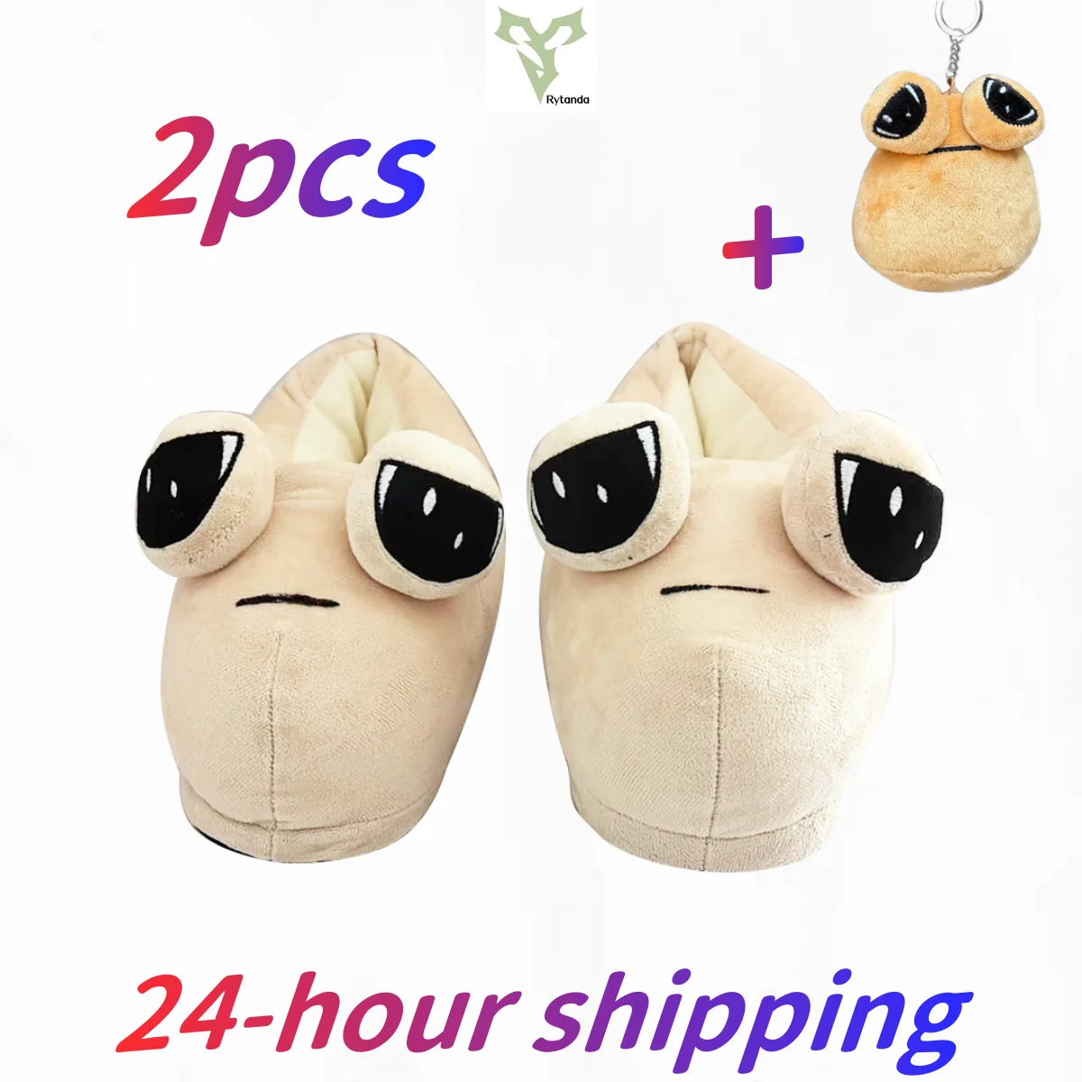 New Pou Plush Slippers Soft Stuffed Anime Slippers Cute Animal Pou Pendant Home Shoes Bag Pendant Women and Men's Birthday Gift 6
