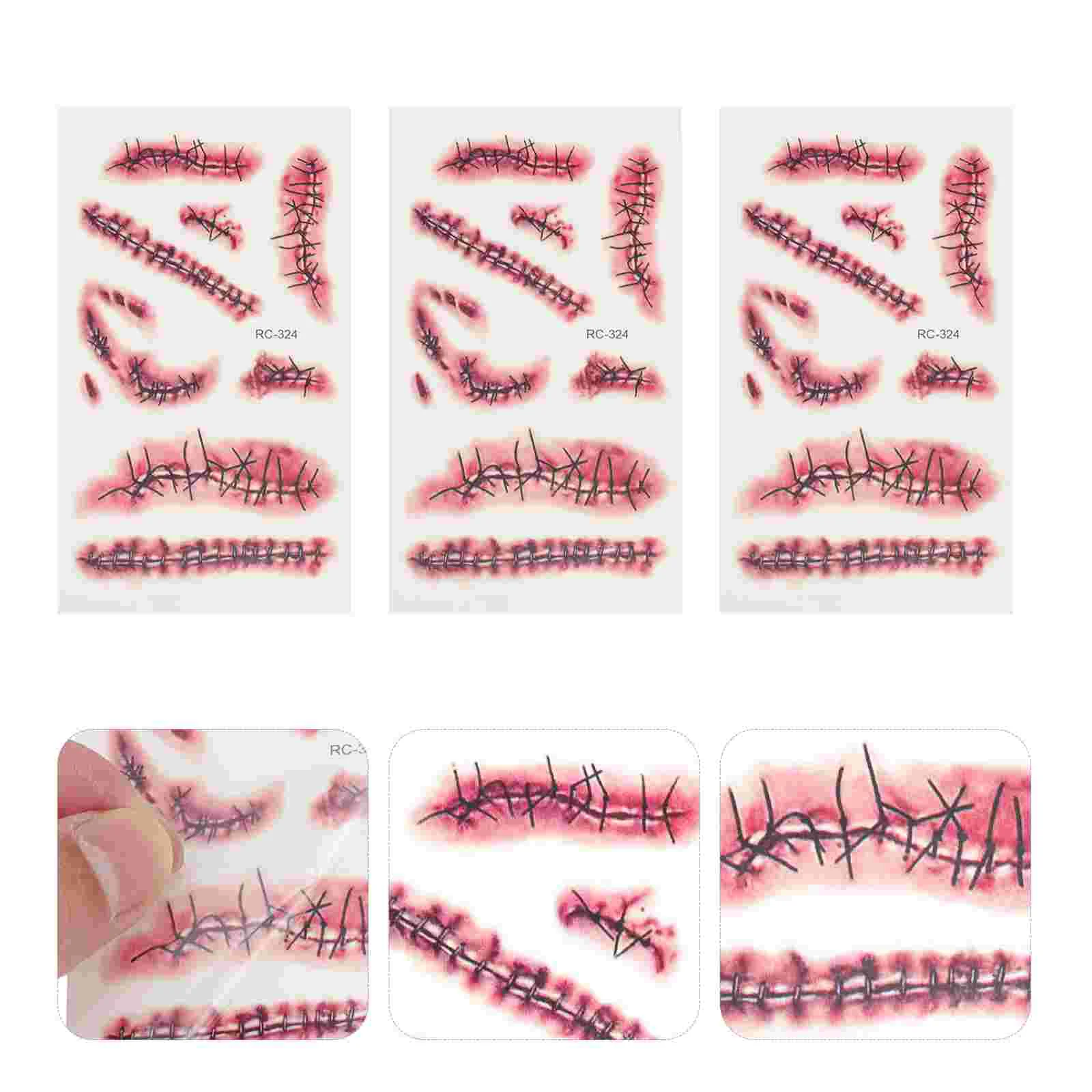 

5 Sheets Simulation Horror Bleeding Stickers Sticker Suture Scar Sticker Set