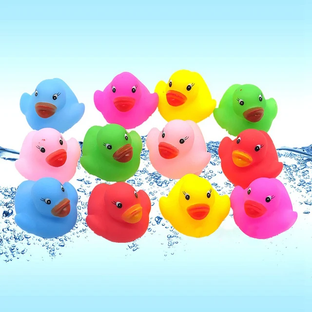 12 Pcs/Lot Baby Bath Toys Rubber Duck Colorful Quack Ducks for Children Summer Swimming Pools Play Kids Bath Toys for Toddlers 5