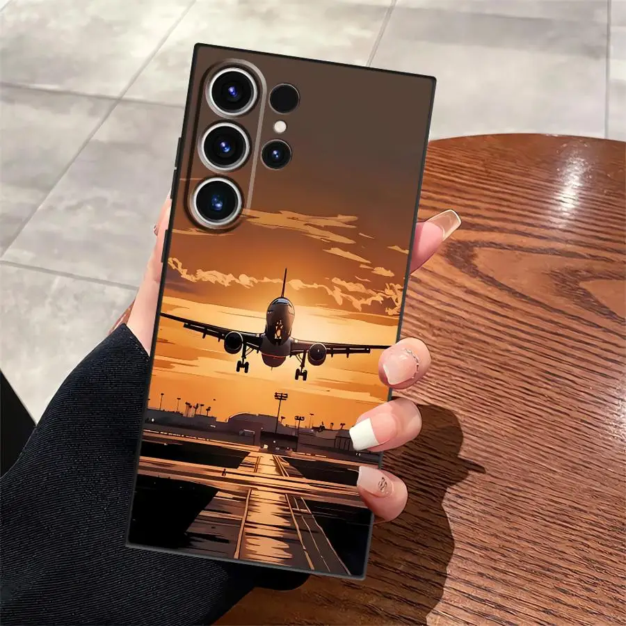 Sleek Black Minimalist Airplane Soft Case