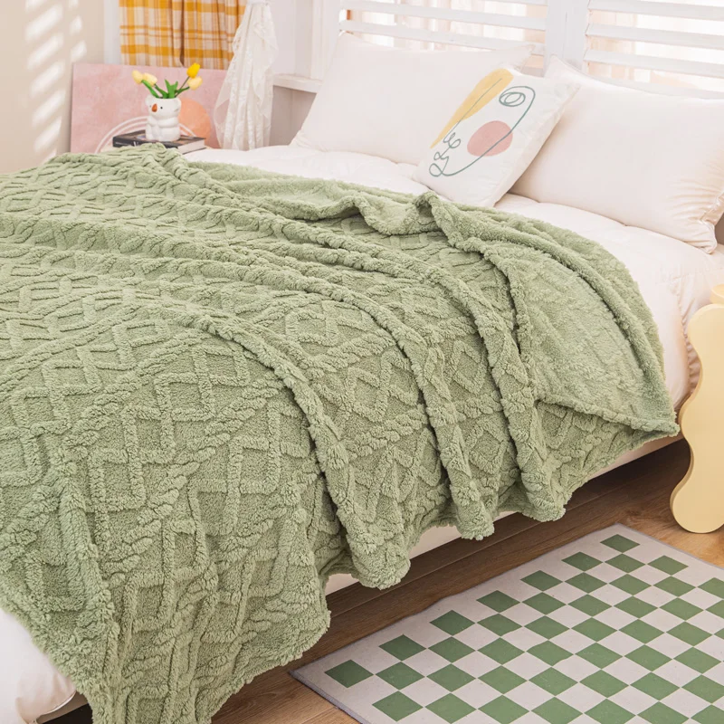 New Tafu Velvet Double sided Jacquard Geometric Pattern Thickened Blanket Cover Blanket Suitable for All Seasons 3