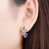 KALETINE Hutang Colorful Gemstone Hoop Earrings 925 Sterling Silver Blue Zircon Topaz English Lock Jewelry for Women Earrings 2