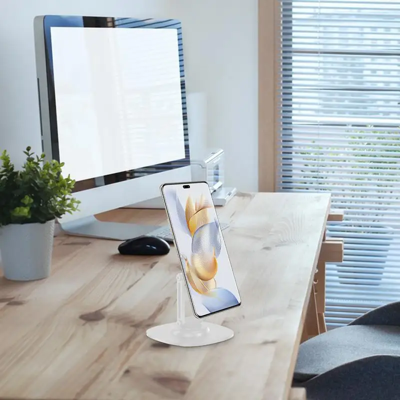 Cell Phone Desk Stand Magnetic Desktop Phone Holder Mount Adjustable Height Foldable Metal Bracket Cradle 360 Degree Rotating