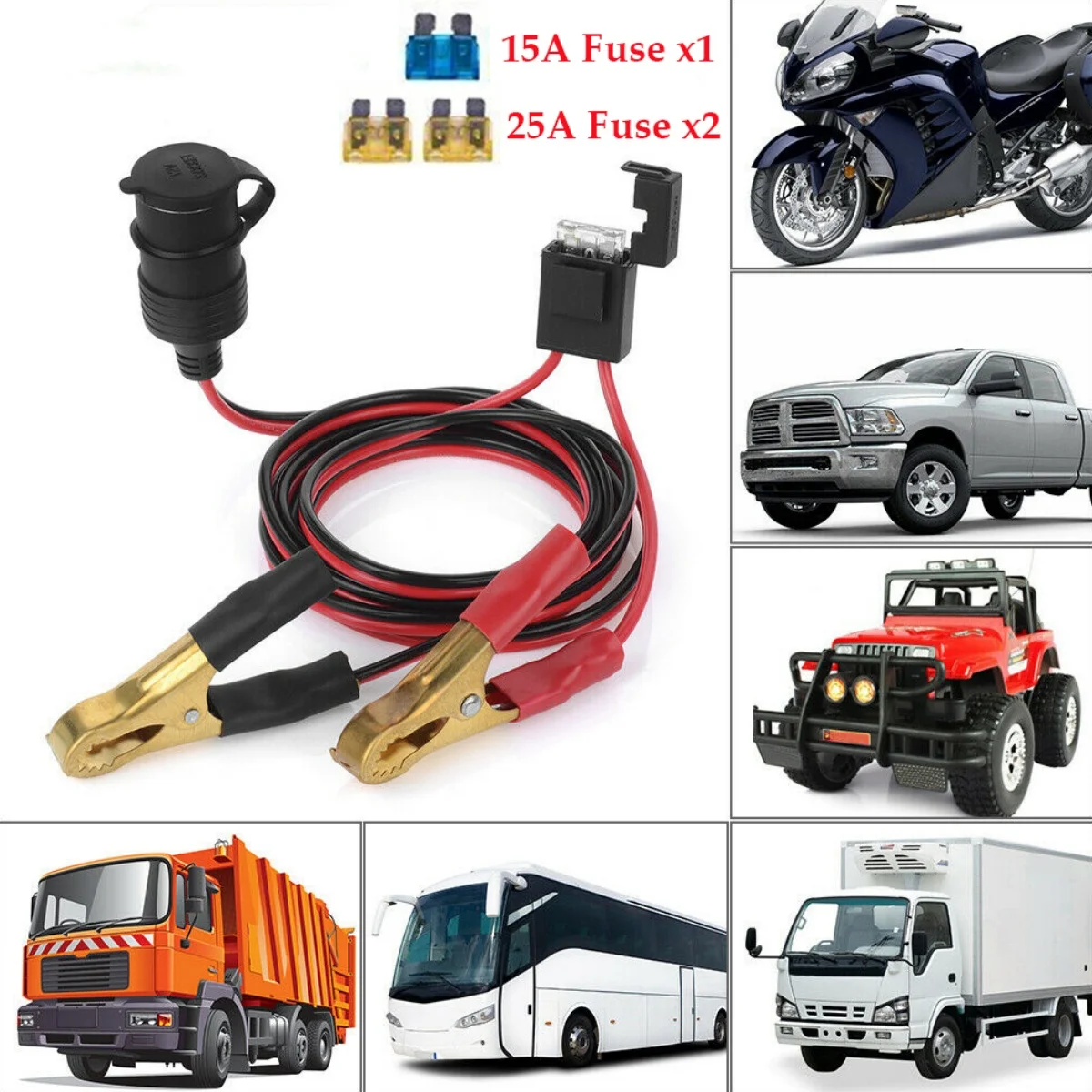 12V/ 24V Car Cigarette Lighter Socket To Battery Alligator Crocodile Clip Connector, car cigarette lighter connector