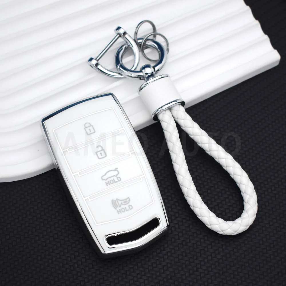 For HYUNDAI 2020 Genesis G70 G80 EQ900 G90 4 Bottons TPU Car Smart Key Case Cover Auto Key Fob Shell Protector Accessories