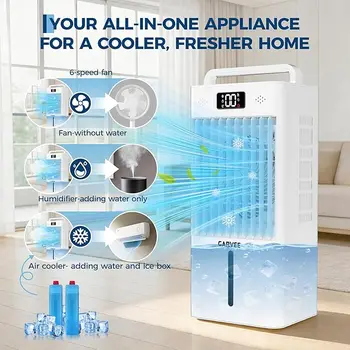 2.6 Gal Portable Air Cooler Portable Air Conditioner with HEPA Filter 3 Speeds Auto Swing with Remote,Ice Packs for Home 1