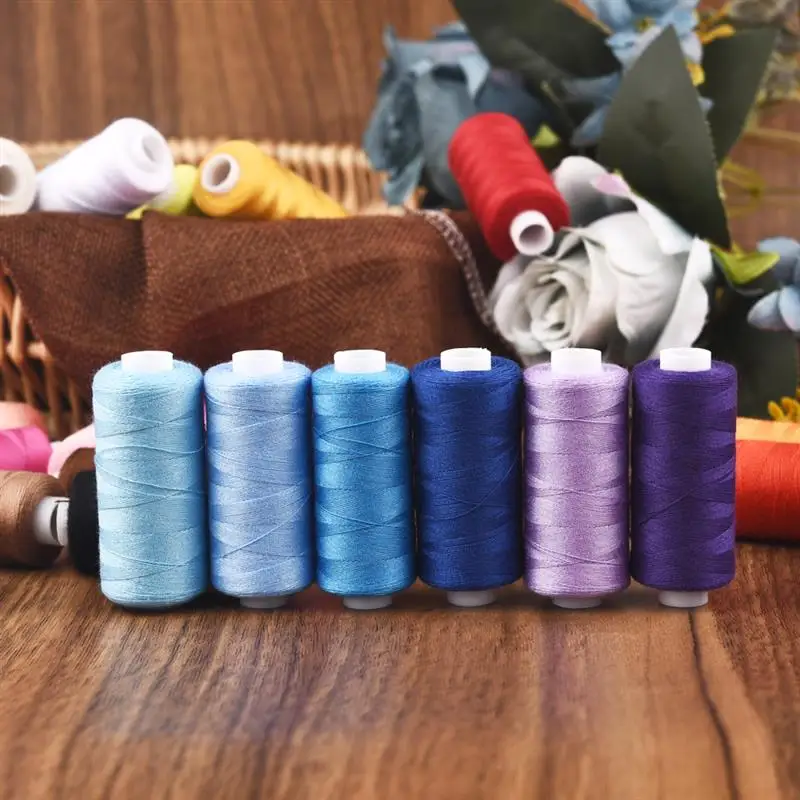 6 Colors/Set Yarn Sewing Thread Roll Machine Hand Embroidery 400 Yard Each Spool Full Polyester Durable For Home Sewing Kit
