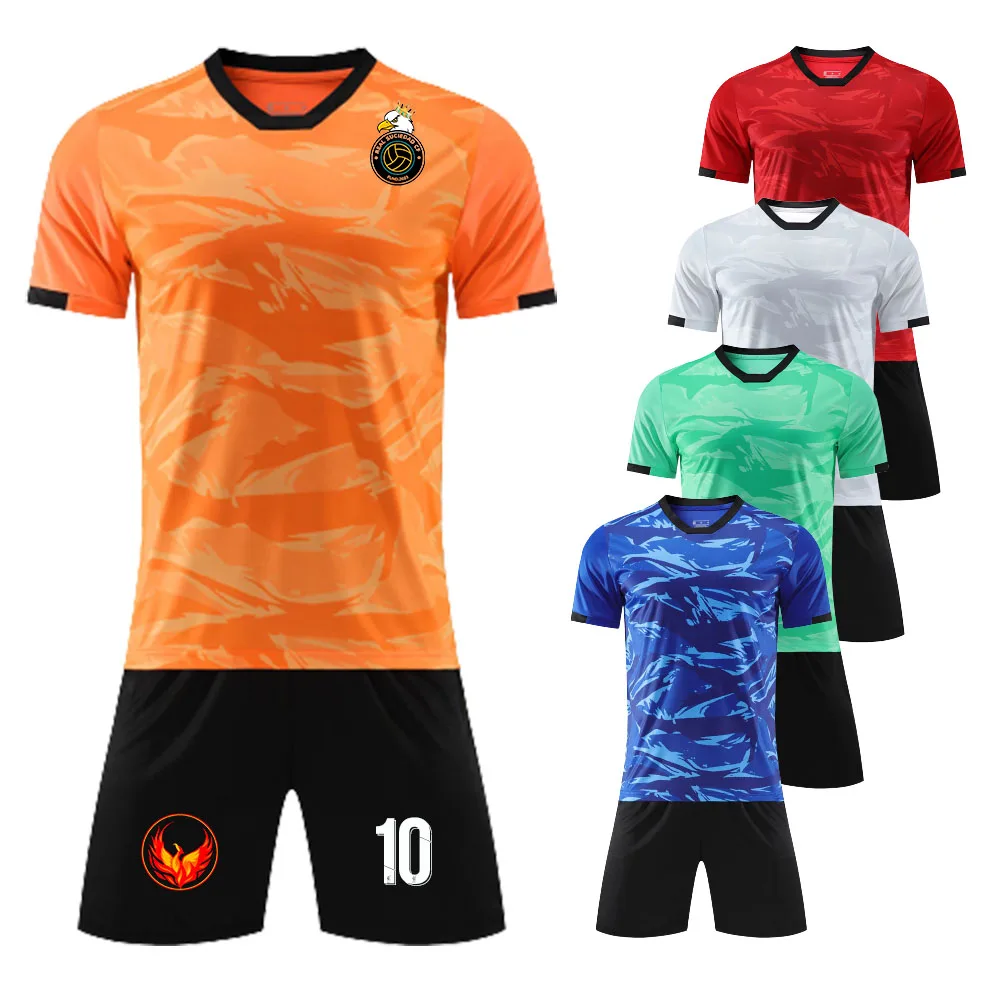 Camouflage Soccer Jersey Sets for Men Kids O-neck Short Sleeve Quick Dry Boys Children Team Football Uniform Workout Sportswear