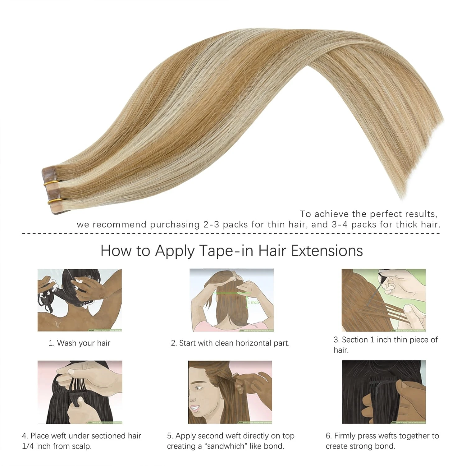 Highlight Tape In Hair Extensions Human Hair 8/613 Blonde Straight Tape In Human Hair Extensions Skin Weft Adhesives Glue Virgin