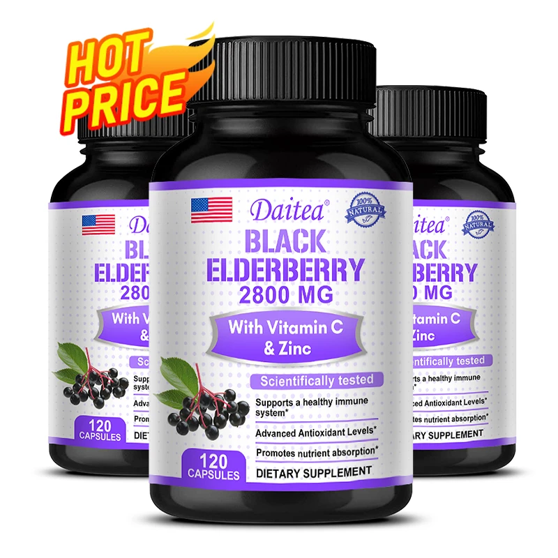 

Elderberry Capsules Contain Vitamin C, Zinc and Black Elderberry Extract To Support Immune Health and Antioxidants