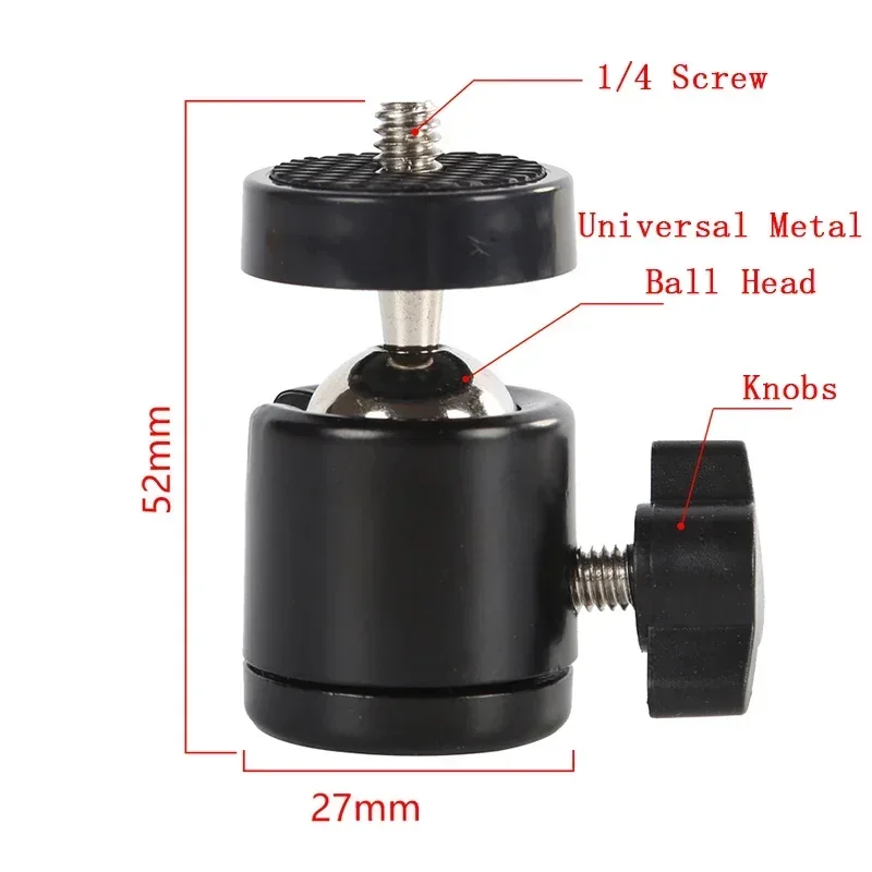 Mini Tripod Ball Head Rotating 3D Small Gimbal for Mobile Phone Smartphone Aluminum Alloy for Selfie Stick Lightweight Camera