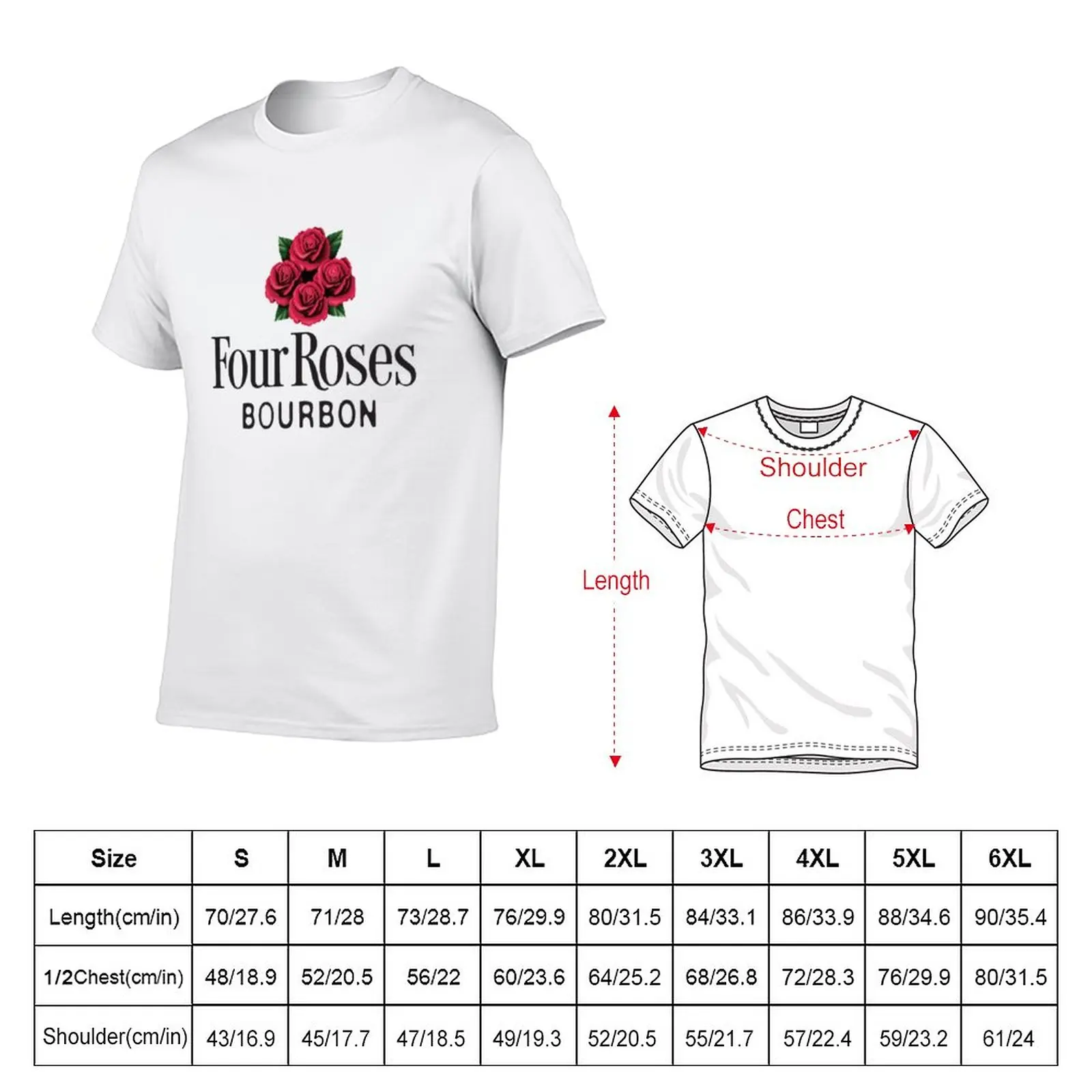 Nieuwe Vier Rozen Bourbon Whisky T-Shirt Zwart T-Shirt Blouse Effen Zwarte T-Shirts Heren