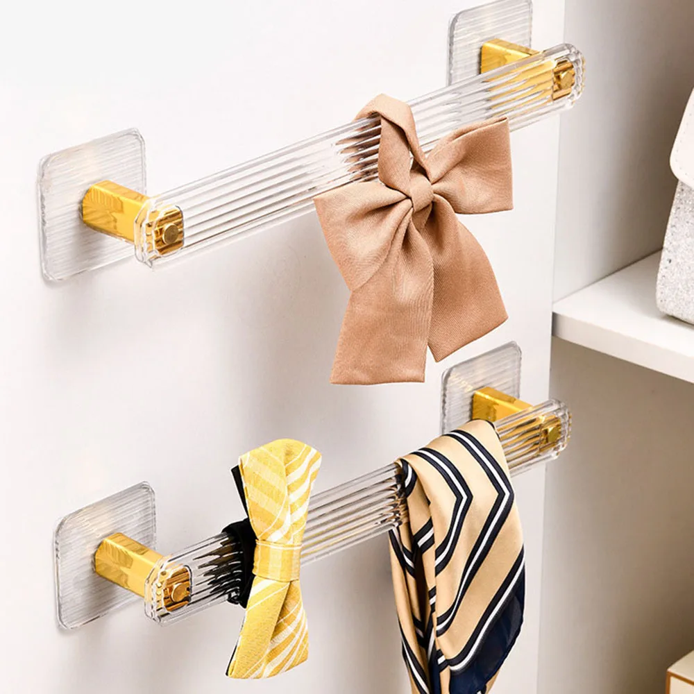 Wall Mounted Towel Rack Bathroom Storage Rack Multifunctional Light Luxury Bathroom Towel Holder Rail Without Drilling