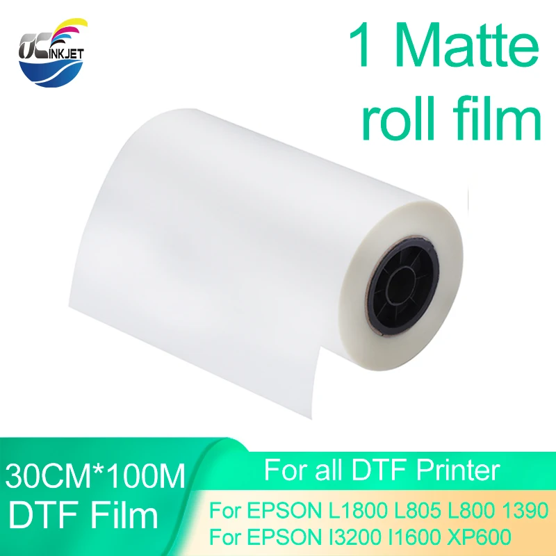 30CM*100M DTF Roll Film 75u DTF Transfer Film Hot Cold Peel For Epson all Printer A3+ Double Side Matte