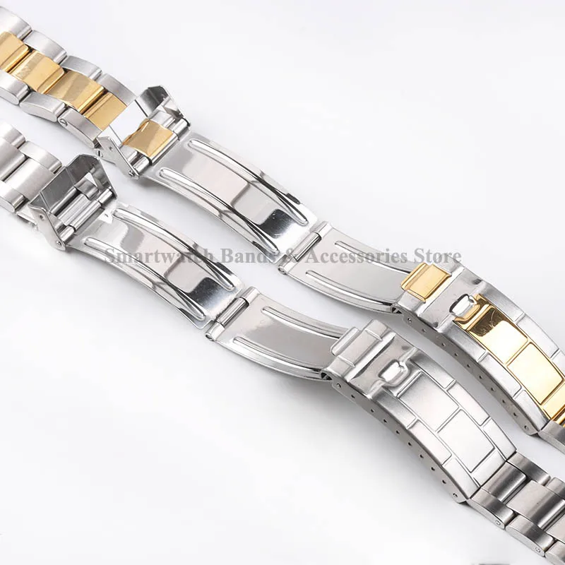 Premium 20mm Stainless Steel Watch Strap with Diving Buckle & Curved End