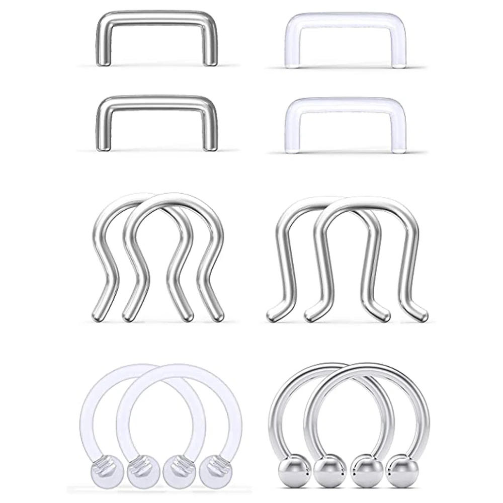 Septum Retainer Nose Rings Hoop Horseshoe Cartilage Tragus Septum Ring Body Piercing 2pcs/12pcs