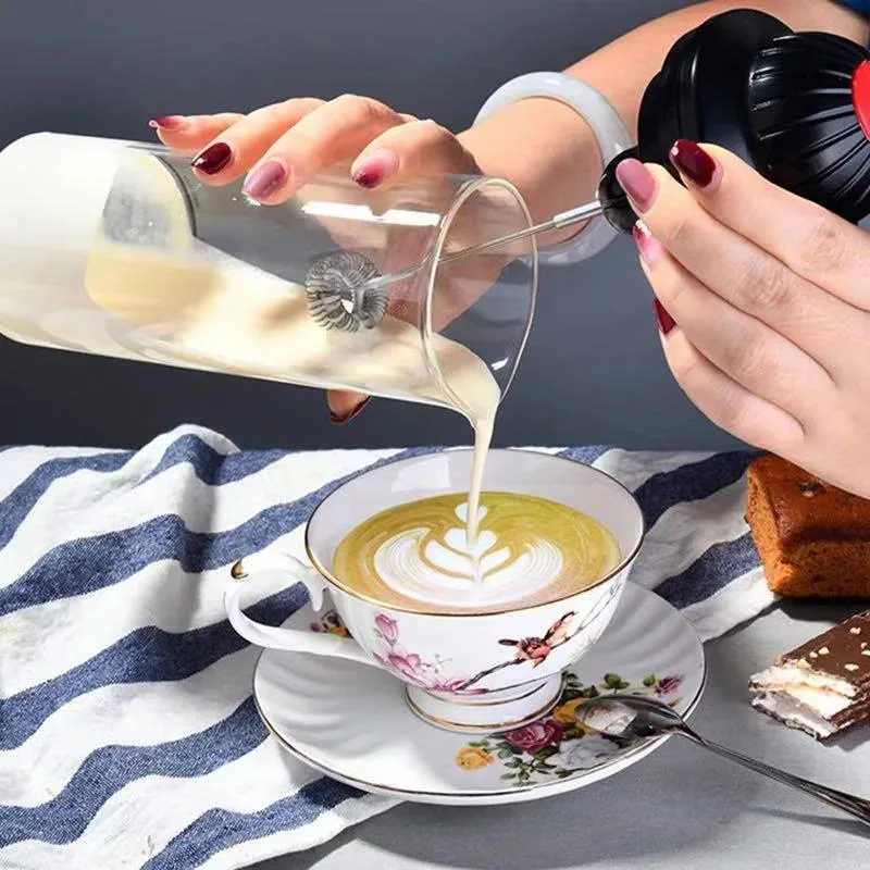 Compact Electric Milk Frother and Mixer for Coffee and Milkshakes