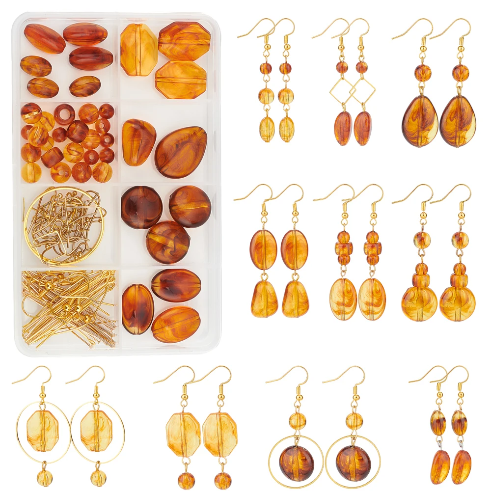 

1 Box Mixed Acrylic Beads Brass Linking Rings Earring Hooks Accessories for DIY Dangle Earrings Making Jewelry Crafts Kits