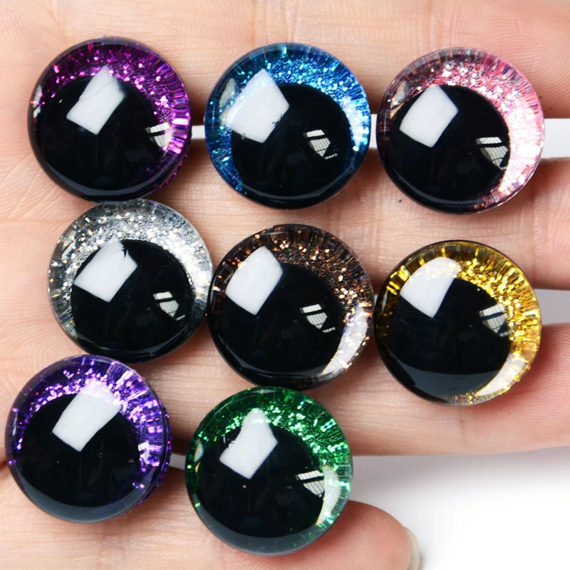 Set of 20 Colorful Round Cartoon Glitter Toy Safety Eyes with Washers