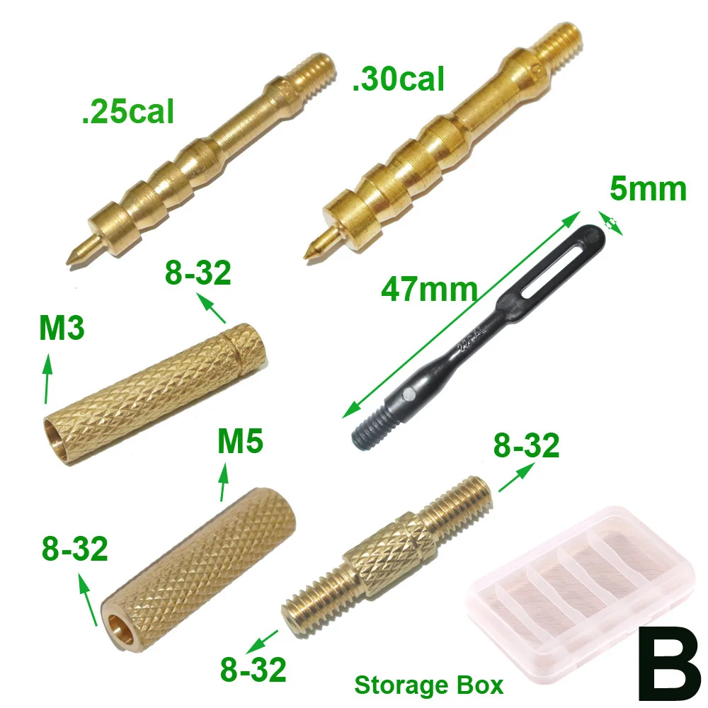 그린 월드 건 청소 브러시 ??키트, 솔리드 브래스 스피어 포인트 재그, 슬롯형 패치 루프 어댑터 세트