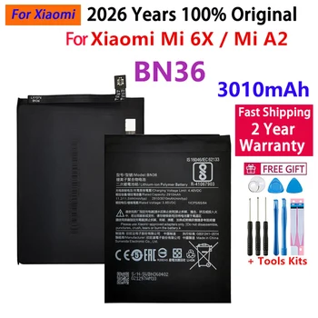 Batteria originale al 100% BN36 3010mAh per Xiaomi Mi 6X Mi6X Mi A2 MIA2 BN36 batterie di ricambio per telefono di alta qualità + strumenti