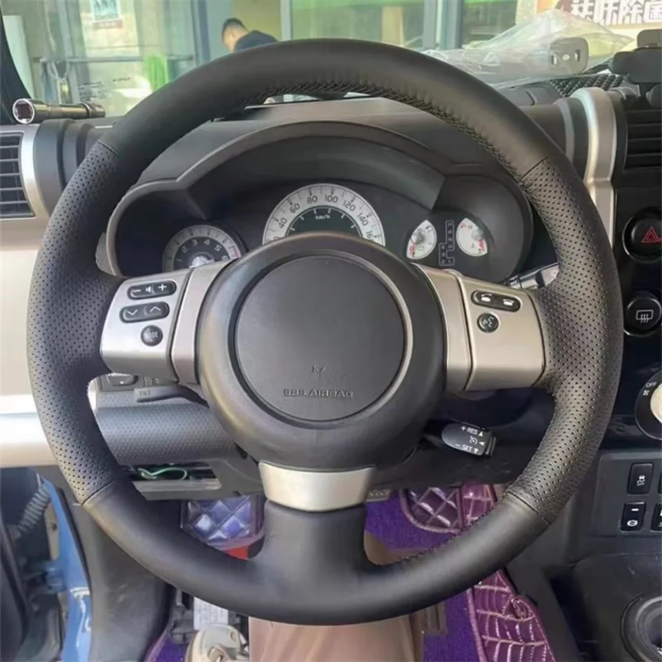Auto Lenkrad abdeckung Anti-Rutsch-Kunstleder Lenkrad Geflecht Autozubehör für Toyota FJ Cruiser 2007-2013 – Detail 1